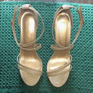 Dream Pairs Women's Gold Ankle Strap Sandal Heels Size 8.5
